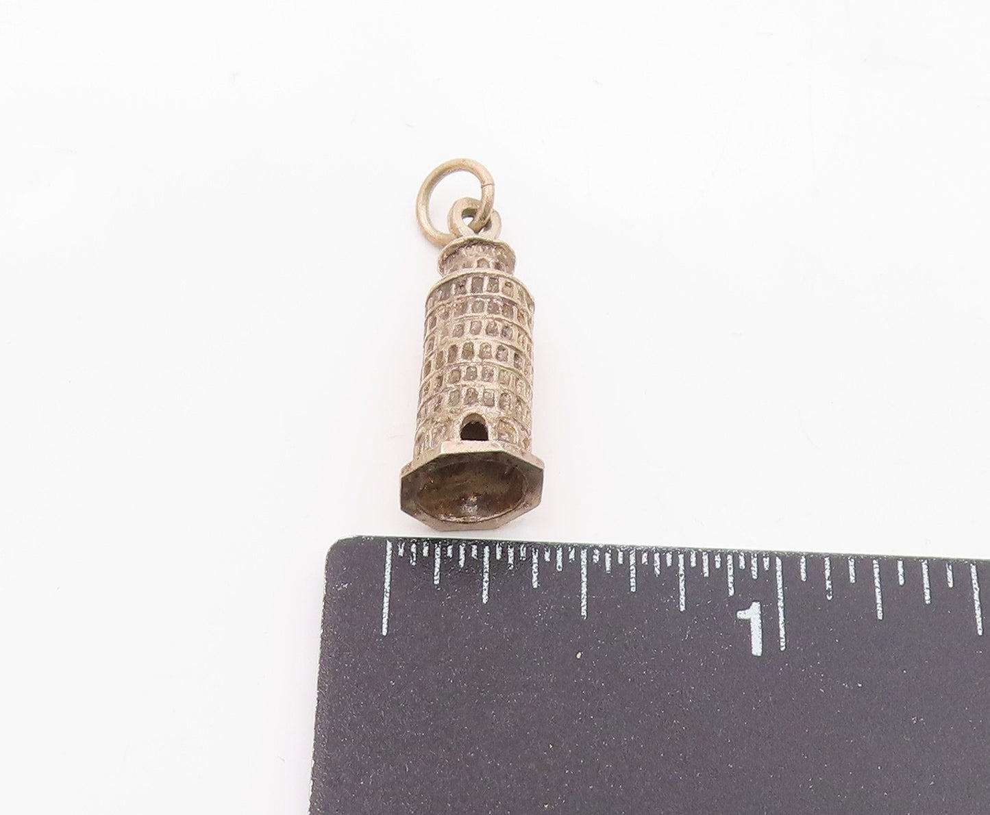 925 Sterling Silver Vintage Leaning Tower Of Pisa Souvenir Pendant PT19441