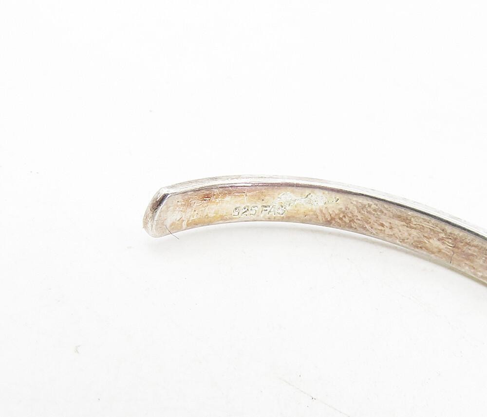 925 Sterling Silver Vintage Peace Faith Love Stamped Cuff Bracelet BT3971