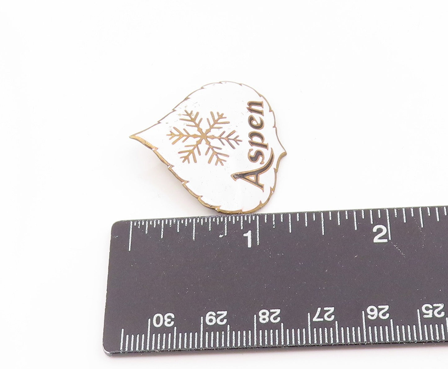 925 Sterling Silver Vintage Brooch Pin Gold Plated Enamel Aspen Leaf BP12409