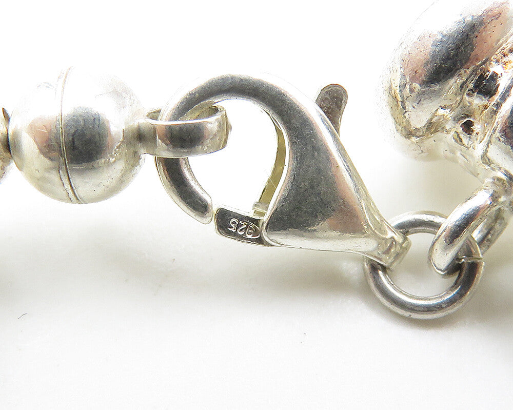 PAOLA VALENTINI 925 Sterling Silver Vintage White Stone Heavy Necklace NE2994