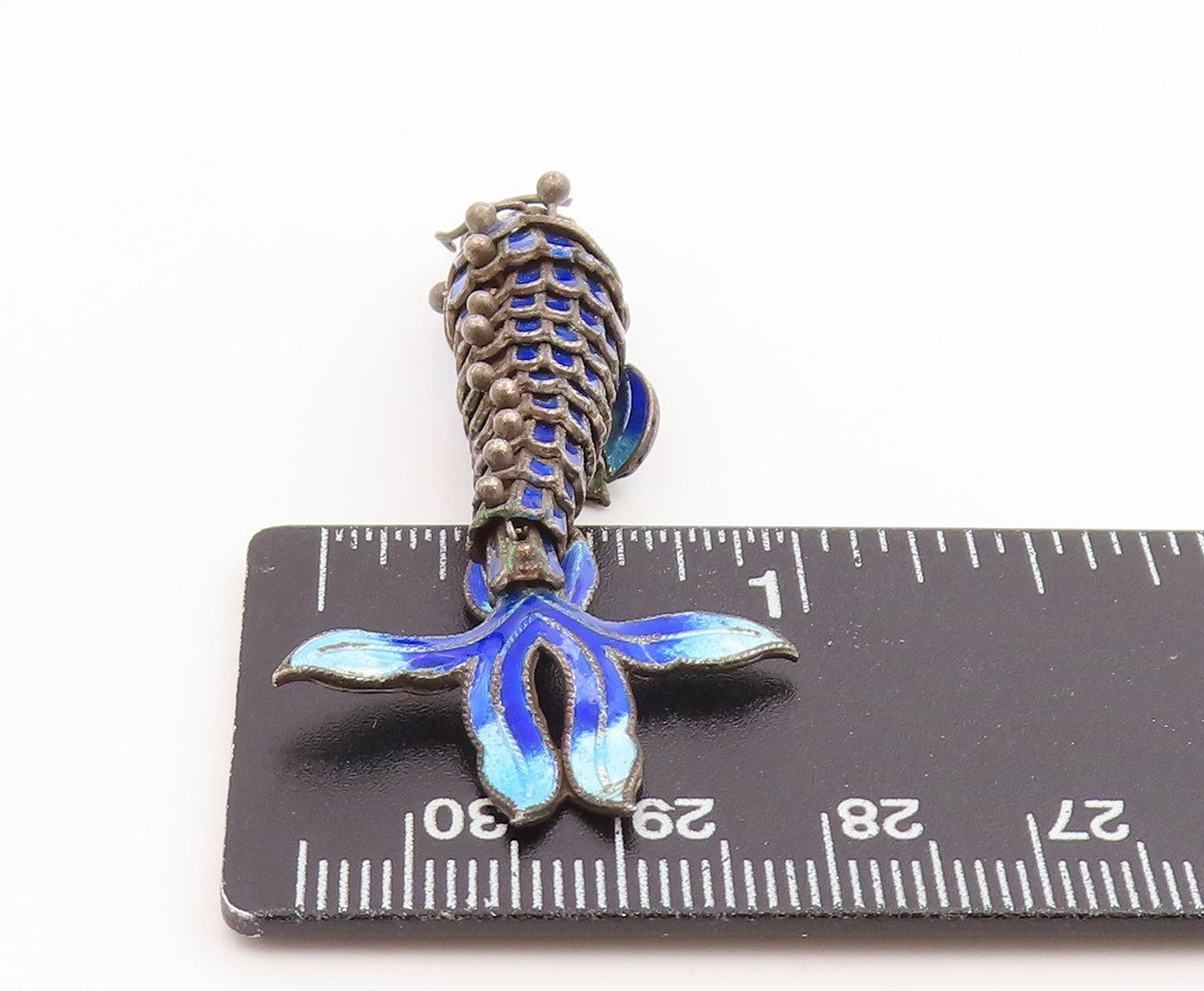 925 Sterling Silver Vintage Pendant Enamel Articulated Koi Fish Charm PT26067