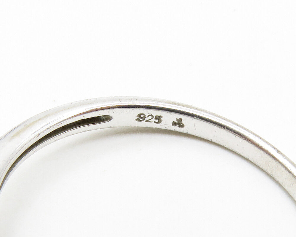 925 Sterling Silver Shiny Prong Set Cubic Zirconia Band Ring Sz 8 RG14297