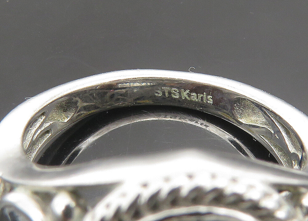 KARIS 925 Sterling Silver Vintage Faceted Black Spinel Band Ring Sz 7 RG22304