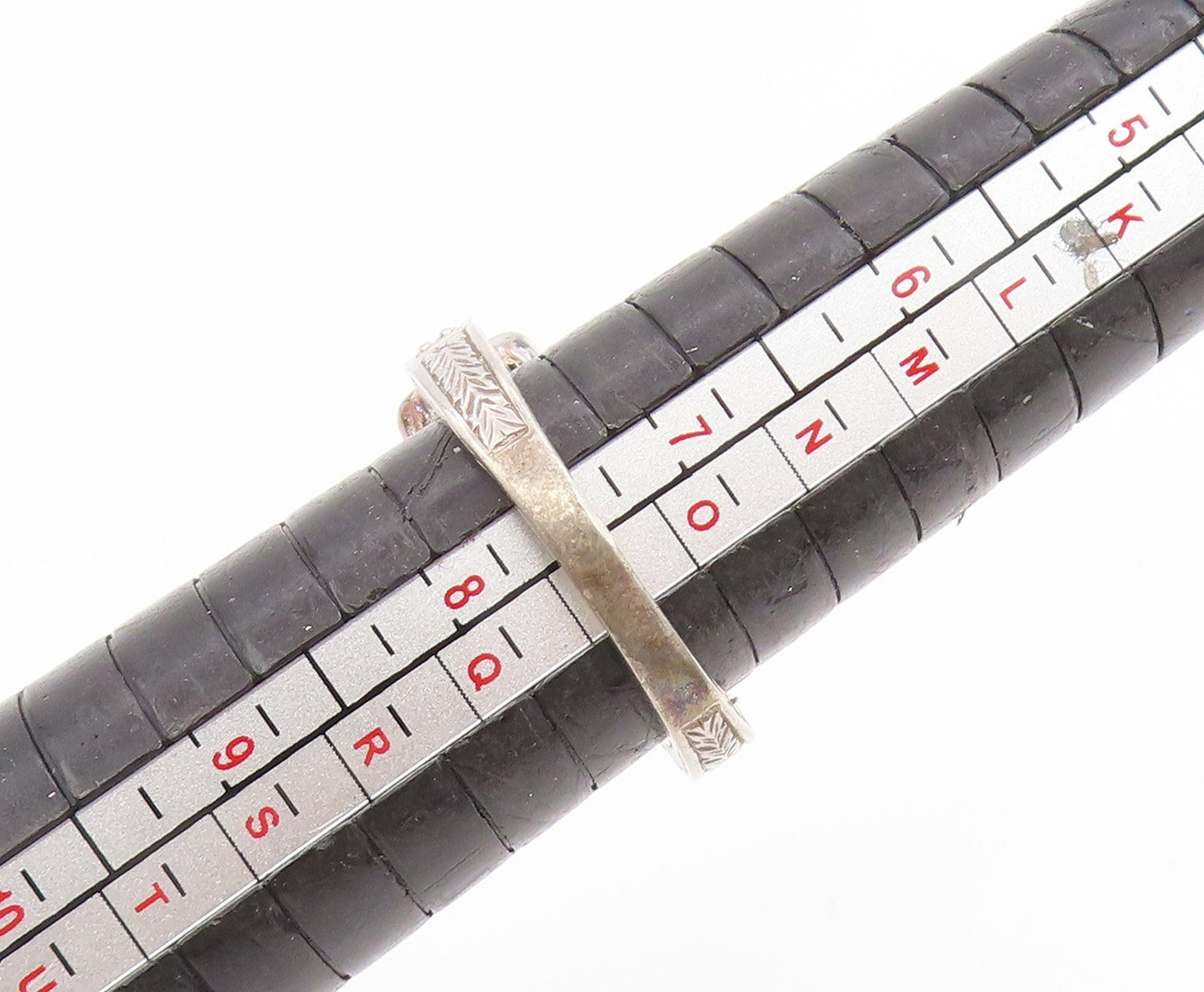 925 Sterling Silver Vintage Ring Genuine Diamonds Cluster Band Sz 7.5 RG34432