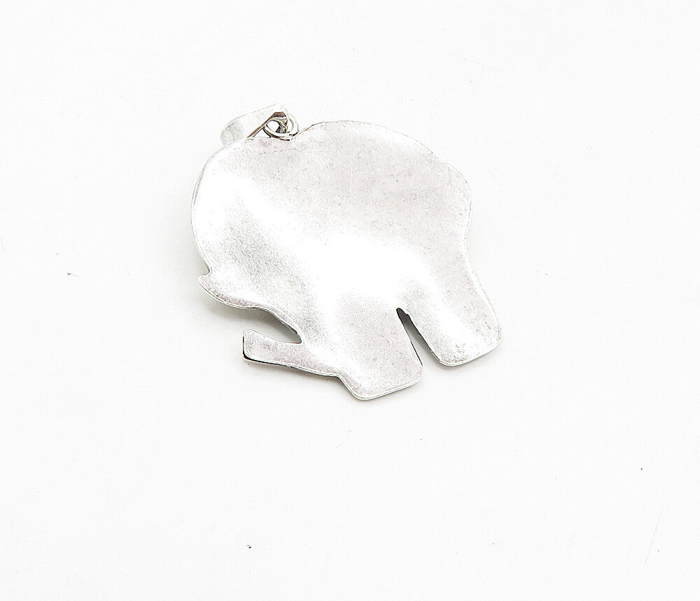 925 Sterling Silver Vintage Shiny Hollow Etched Elephant Motif Pendant PT6416