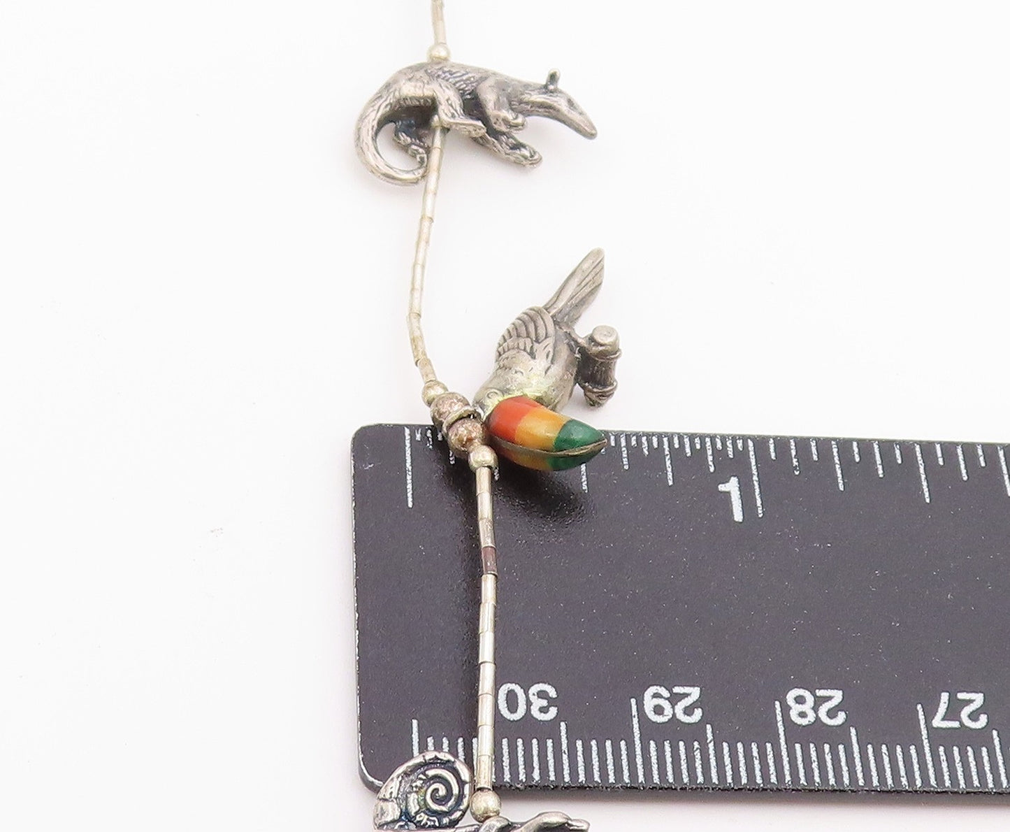 925 Sterling Silver Vintage Necklace SOUTHWESTERN Gemstone Animal Fetish NE4909