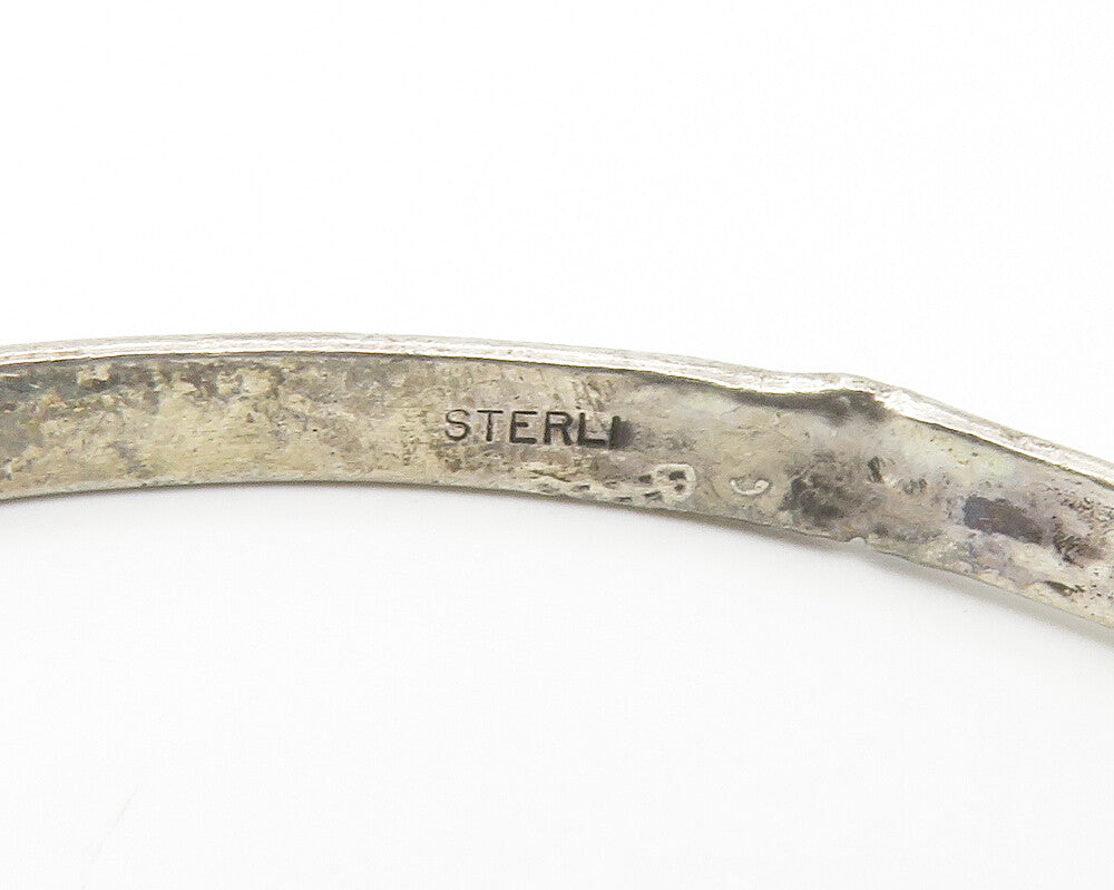 NAVAJO 925 Sterling Silver Vintage Dark Tone Etched Bangle Bracelet BT5662