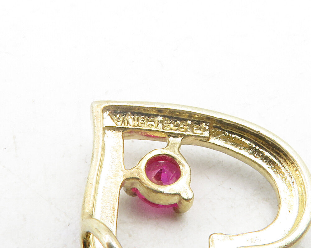 ROSS SIMON 925 Silver Genuine Diamond & Pink Topaz Love Heart Pendant PT9615