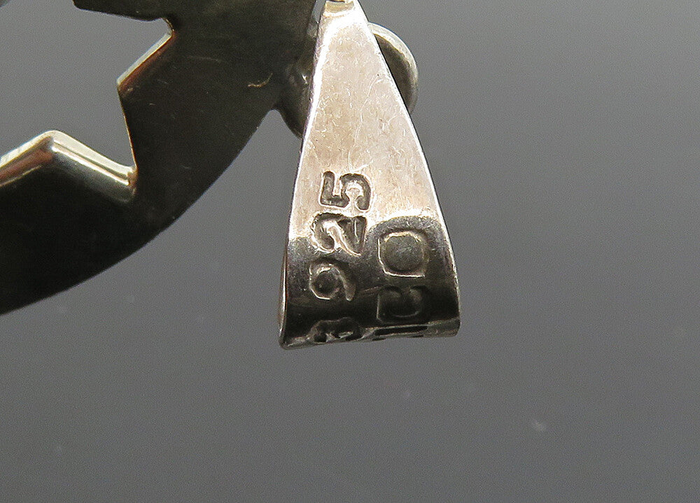 MEXICO 925 Silver Vintage Crescent Moon Face Cutout Detail Pendant PT17030