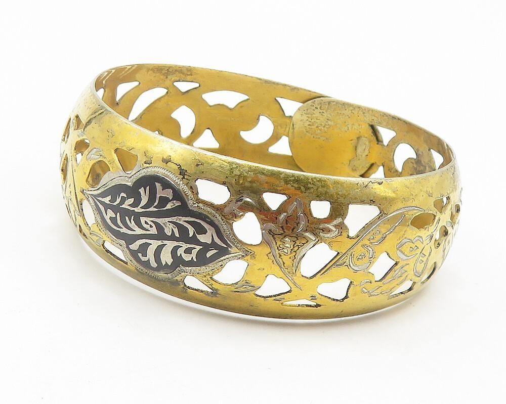 925 Sterling Silver Vintage Bracelet EAST EUROPE Floral Openwork Cuff BT12090