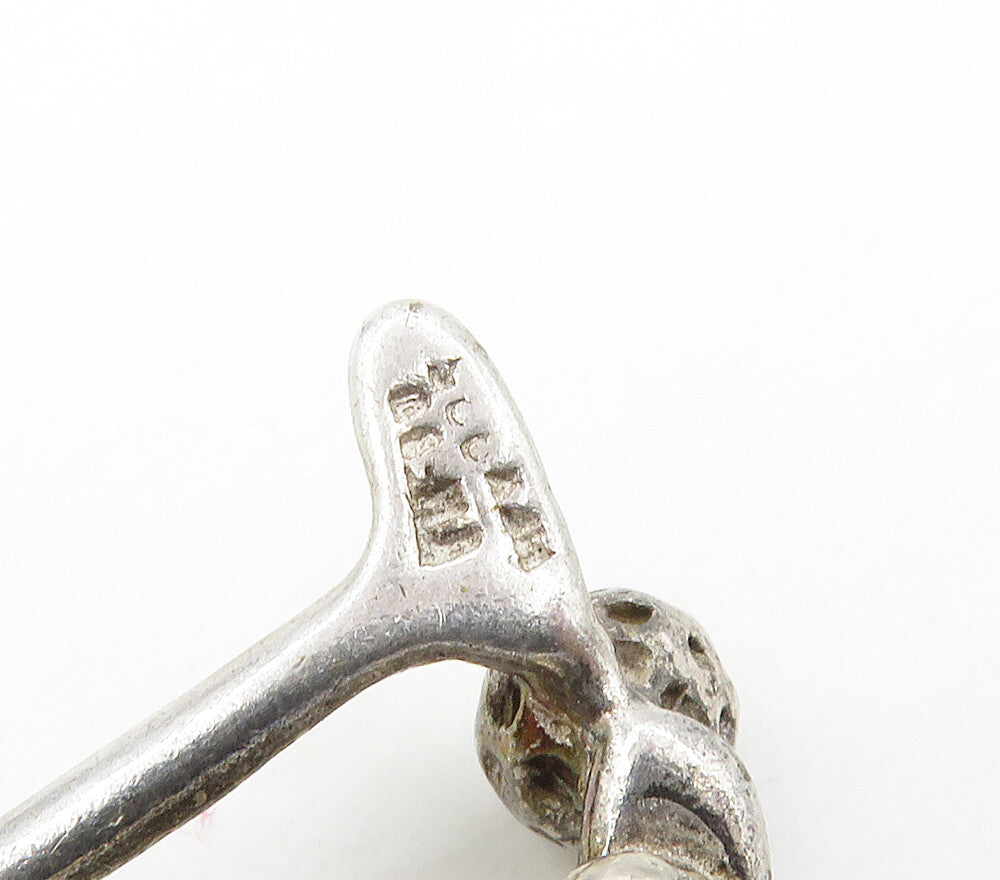 MEXICO 925 Sterling Silver Vintage Shiny Golf Clubs & Ball Brooch Pin BP6184
