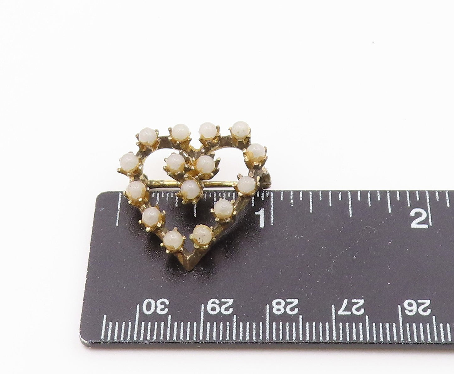 925 Sterling Silver Vintage Antique Quartz Love Heart Brooch Pin BP8735
