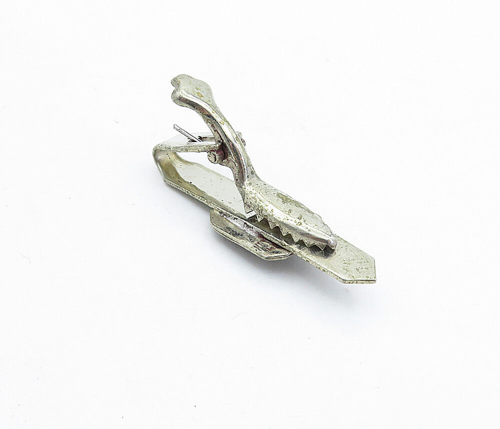SIAM 925 Sterling Silver Vintage Petite Niello Art Scene Tie Clip TR1234