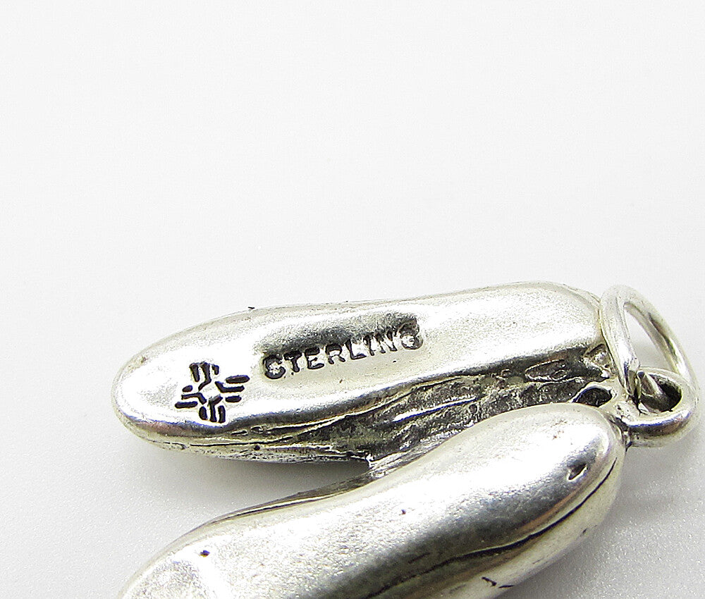 925 Sterling Silver Vintage Woman's Pair Of Shoes Charm Pendant PT1835