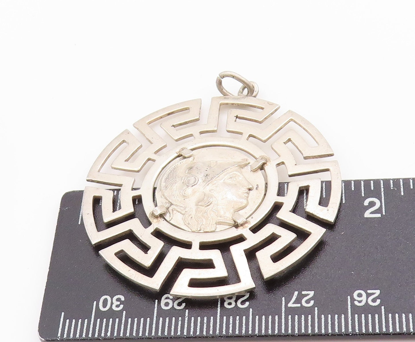 925 Sterling Silver Vintage Pendant Alexander Greek Roman Coin Medallion PT24997