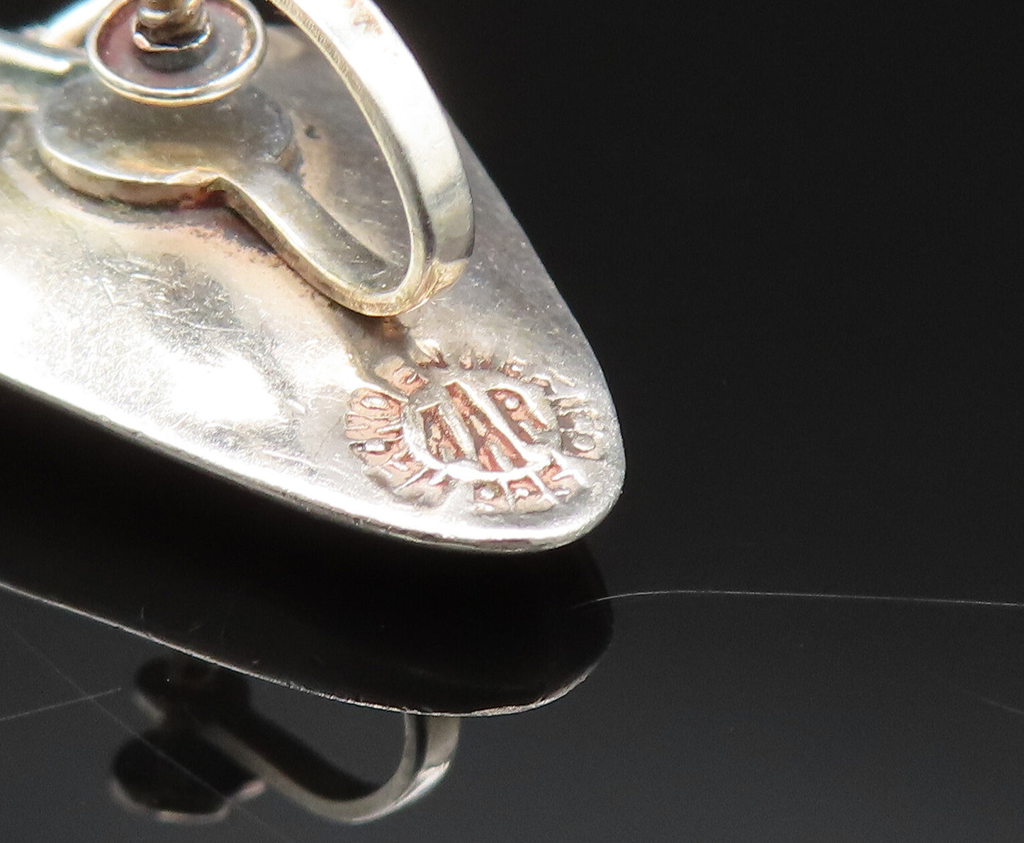 ANTONIO REINA 925 Silver Vintage Modernist Screw Back Earrings EG11820