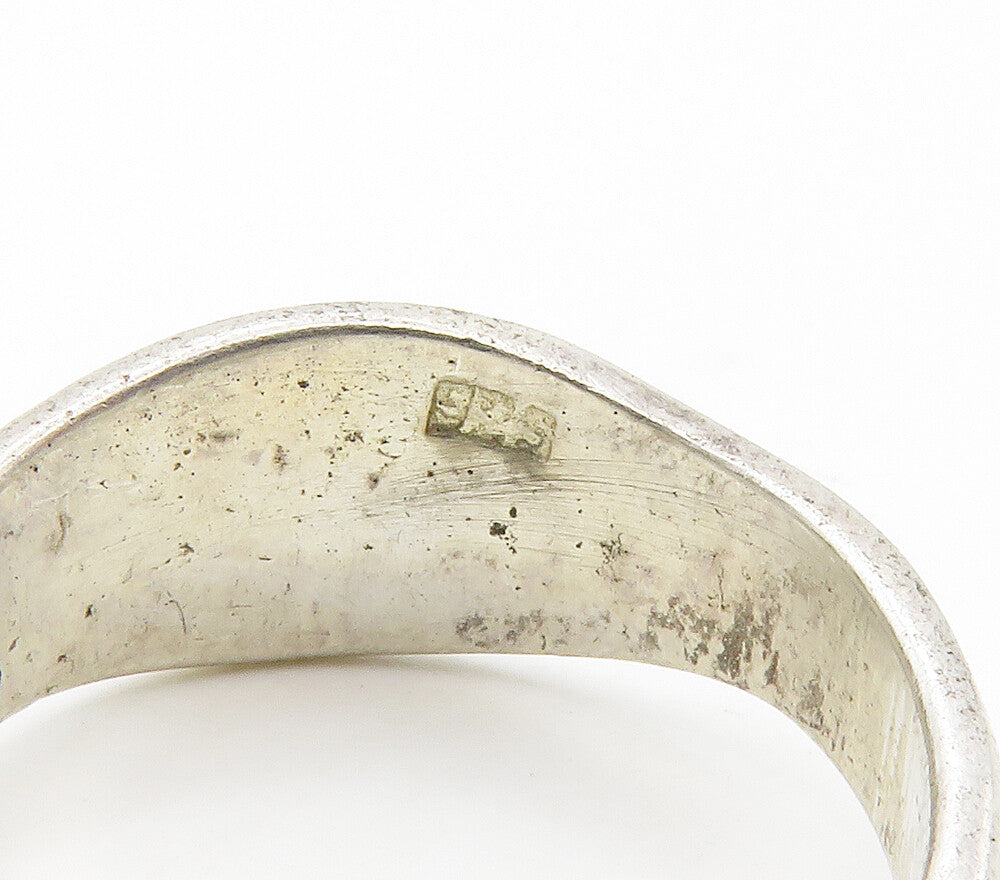 925 Sterling Silver Vintage Linear Pattern Shiny Band Ring Sz 8 RG15197