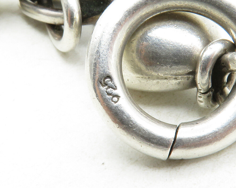 925 Sterling Silver Vintage Shiny Byzantine Love Heart Chain Bracelet BT4834