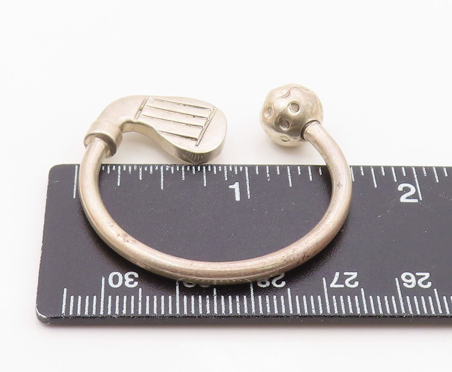 MEXICO 925 Sterling Silver Vintage Golf Ball & Club Sports Key Ring TR1948