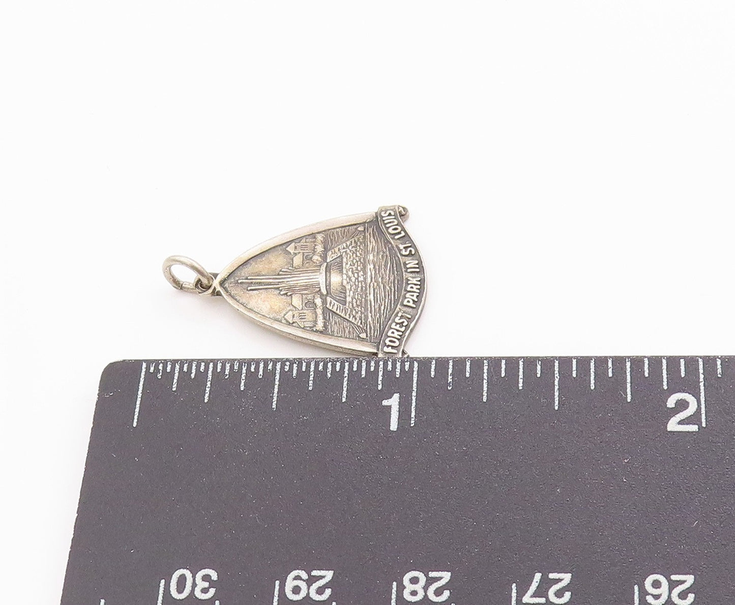 925 Sterling Silver Vintage Pendant Forest Park In St Louis Design Charm PT24881