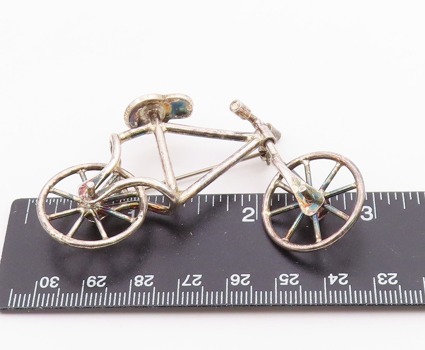 925 Sterling Silver Vintage Shiny Bicycle Brooch Pin (MOVES) BP8353