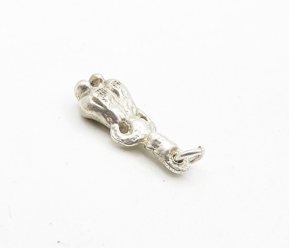 925 Sterling Silver Vintage Petite Shiny Hollow Figure Drop Pendant PT6857