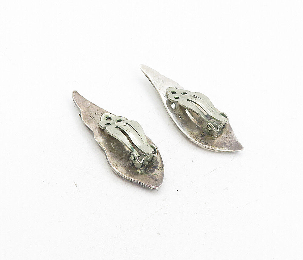 925 Sterling Silver Vintage Two Tone Twist Wing Non Pierce Earrings EG4139