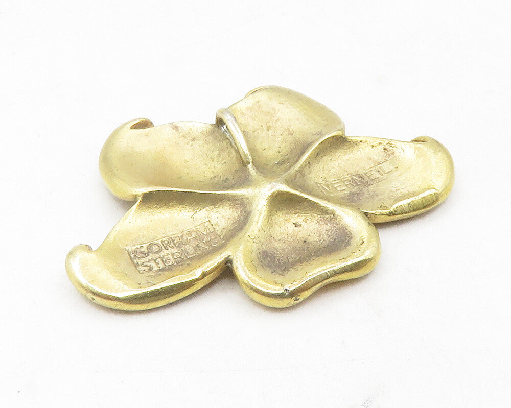 GORHAM 925 Sterling Silver Vintage 2 Tone Swirl Etched Flower Pendant PT9592