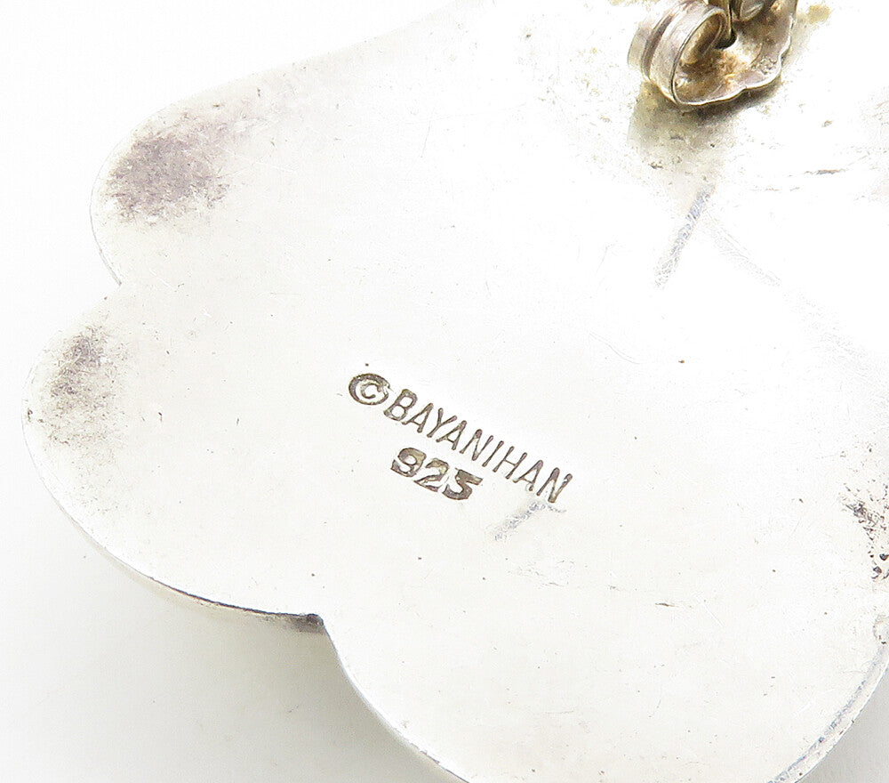 BAYANIHAN 925 Silver & 14K GOLD Vintage Shiny Fluted Drop Earrings EG8750