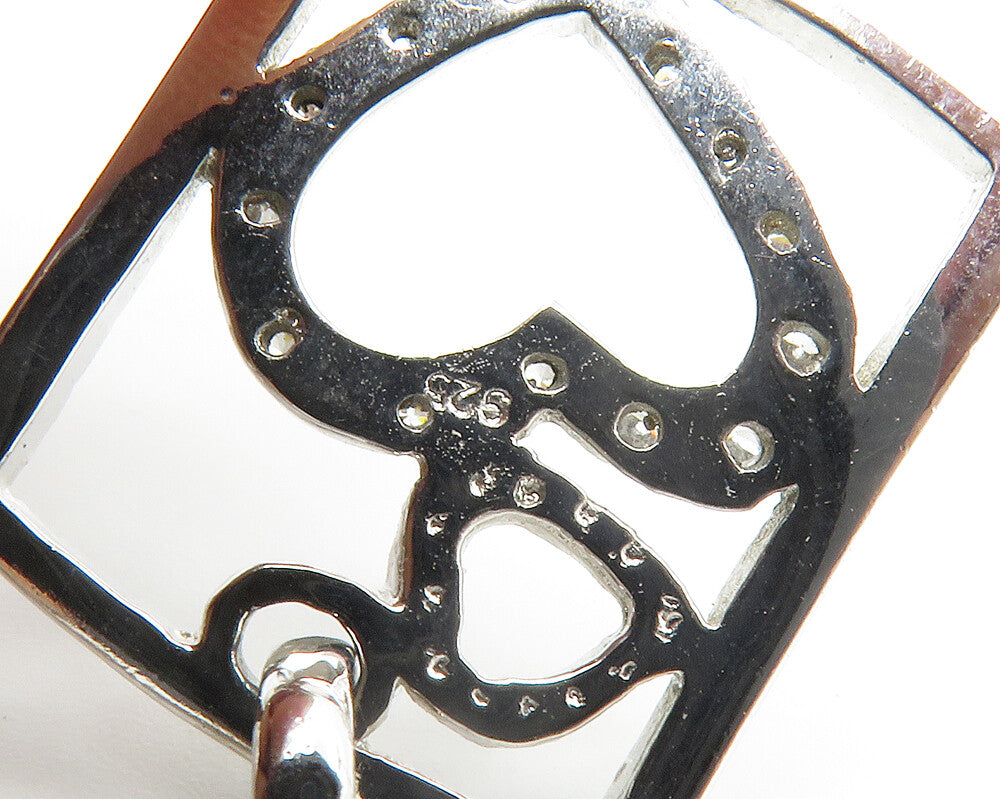 925 Sterling Silver Vintage Shiny Topaz Open Love Hearts Pendant PT10962
