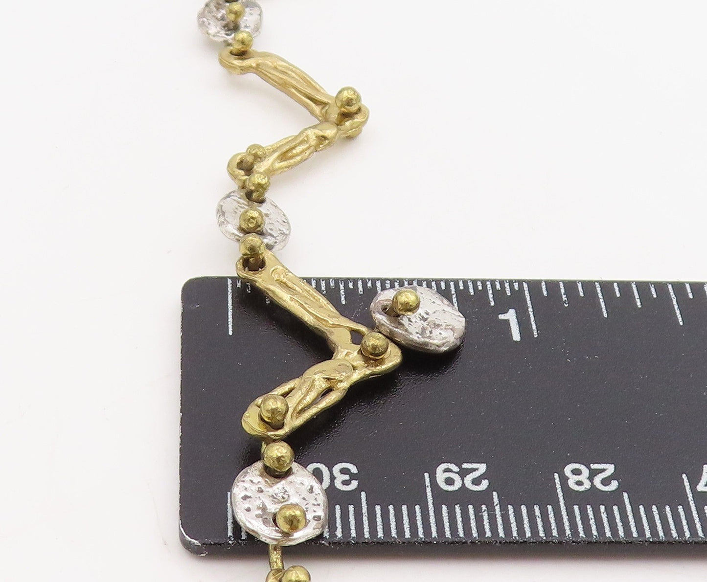 925 Sterling Silver Vintage Necklace Gold Plated ANNE DICK Brutalist Link NE4697