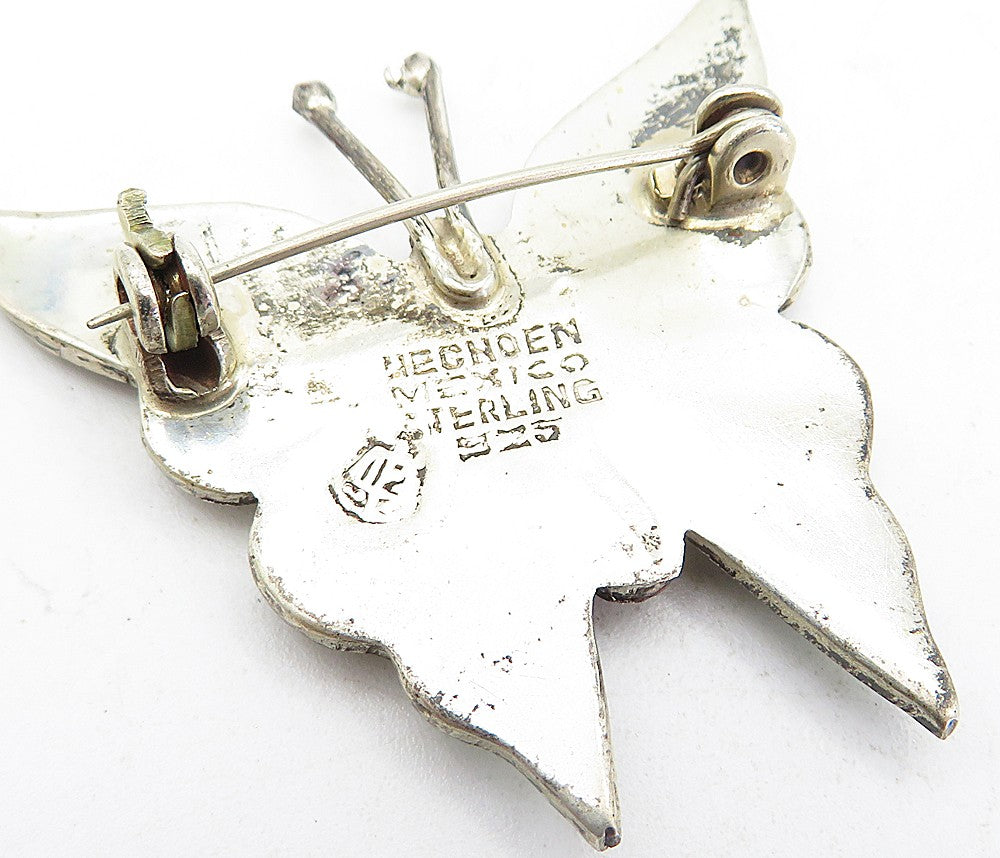 MEXICO 925 Sterling Silver Vintage Abalone Shell Butterfly Brooch Pin BP1242