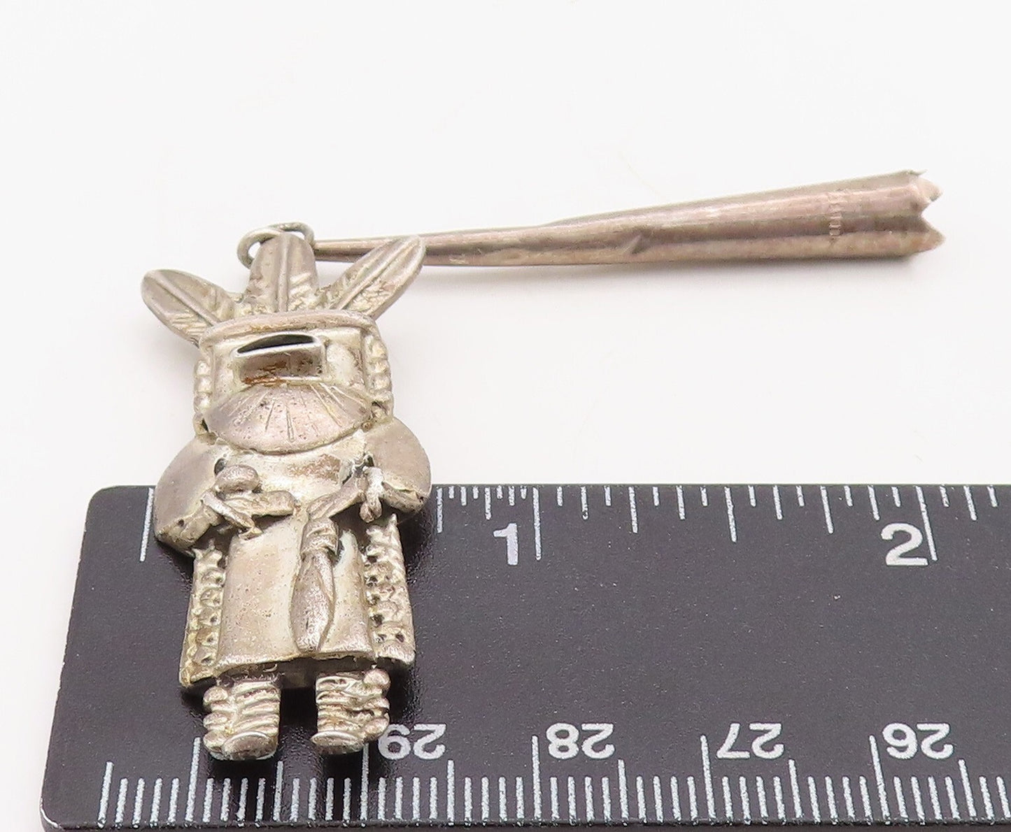 925 Sterling Silver Vintage Pendant NAVAJO Designer Carved Trible Man PT23638