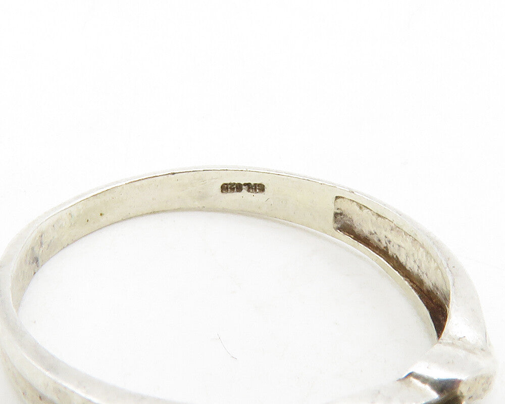 925 Silver Vintage Genuine Diamonds Floral Swirl Band Ring Sz 7 RG13381