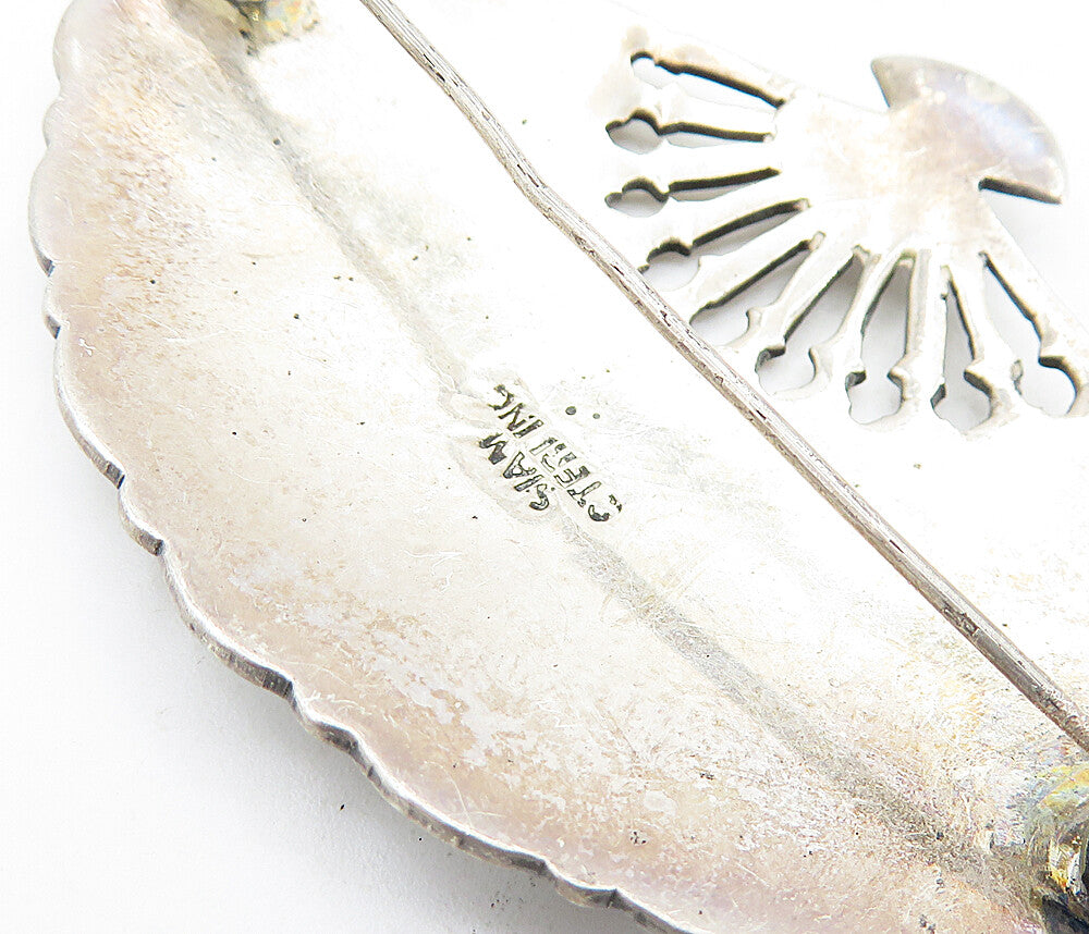 SIAM 925 Sterling Silver Vintage Enamel Coated Hand Fan Brooch Pin BP2410