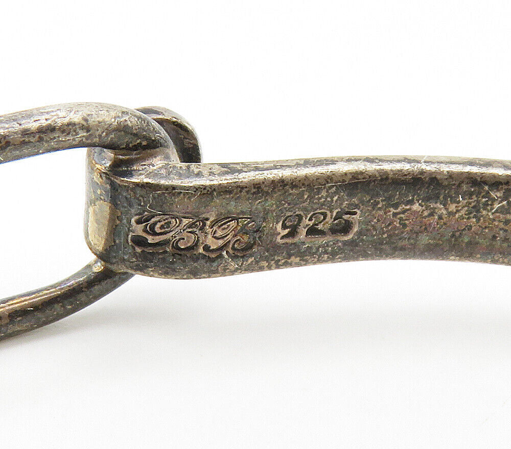925 Sterling Silver Vintage Etched Quote Hook Bangle Bracelet BT6043