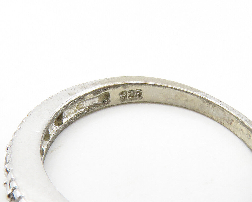 925 Sterling Silver Sparkling Cubic Zirconia Round Band Ring Sz 7 RG14302