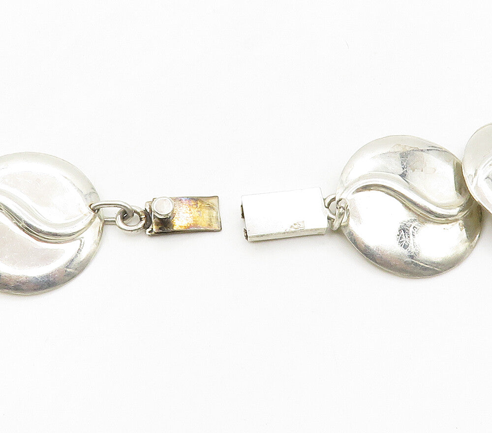 925 Sterling Silver Vintage Shiny Round Disc Link Chain Necklace NE2536