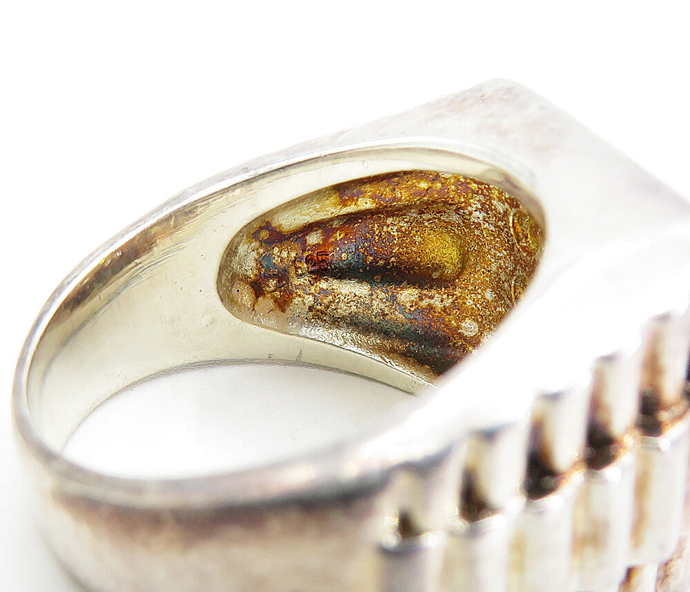 925 Sterling Silver Vintage Cubic Zirconia Square Cocktail Ring Sz 9 RG3735