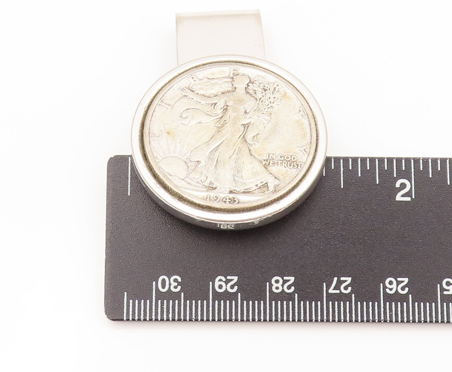 DAVID DONAHUE 925 Silver Vintage Carved Circular Coin Solid Money Clip TR3581