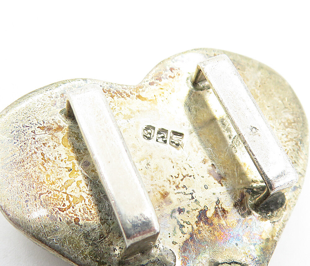 925 Sterling Silver Vintage Dark Tone Hollow Love Heart Slide Pendant PT5243