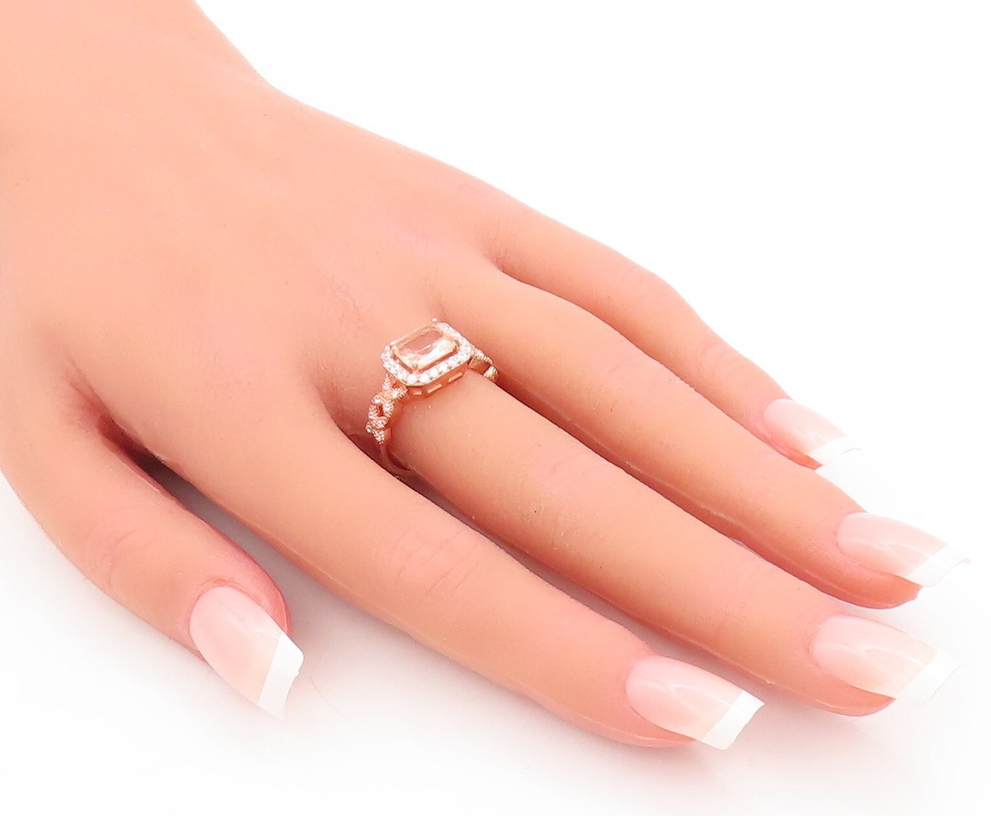 925 Sterling Silver Vintage Ring Rose Gold Plated Two Tone CZ Sz 7 RG29231