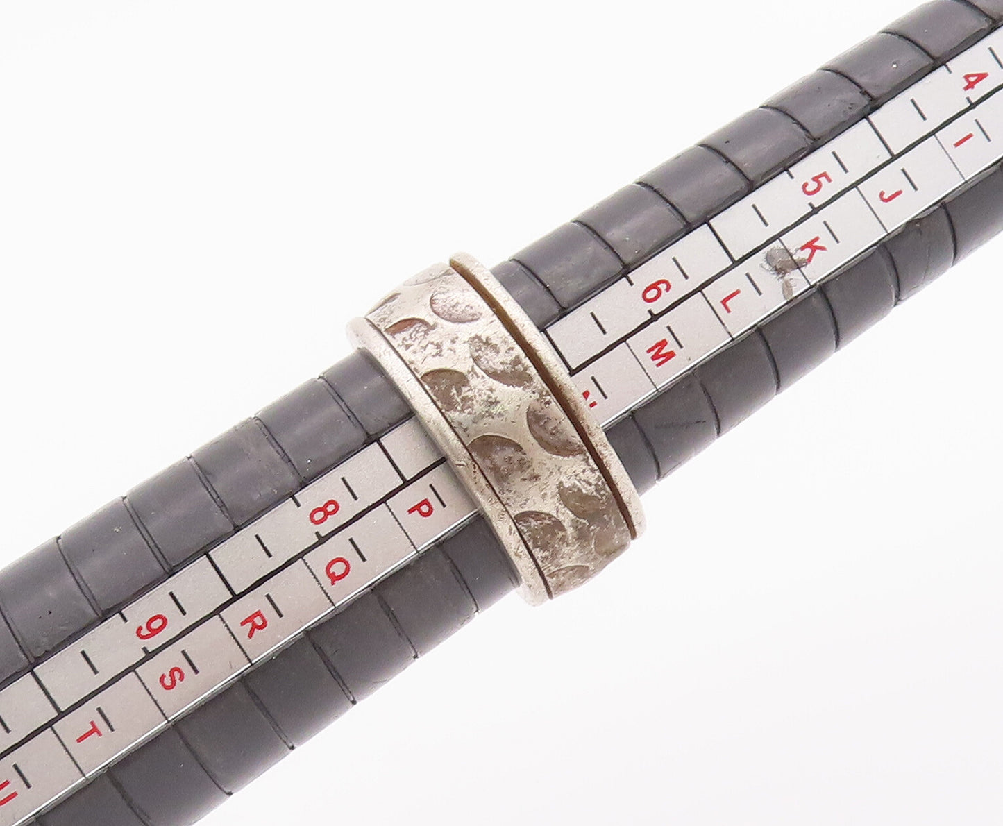 925 Sterling Silver Vintage Ring Minimalist Etched Semi Circle Sz 7 RG27962
