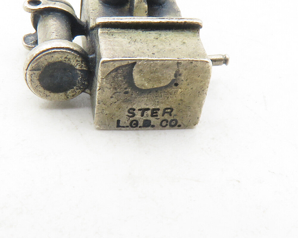 925 Sterling Silver Vintage Dark Tone Old Fashioned Telephone Pendant PT9634