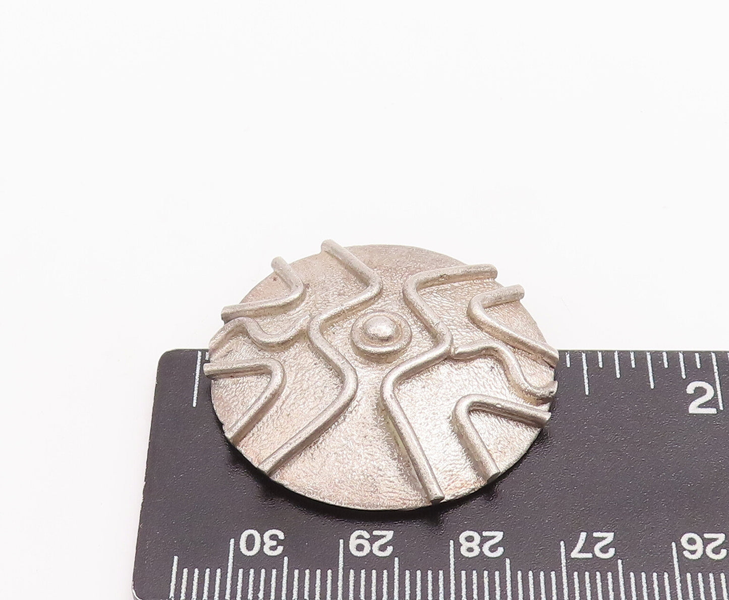925 Sterling Silver Vintage Pendant Antique Carved Round Shield PT23227