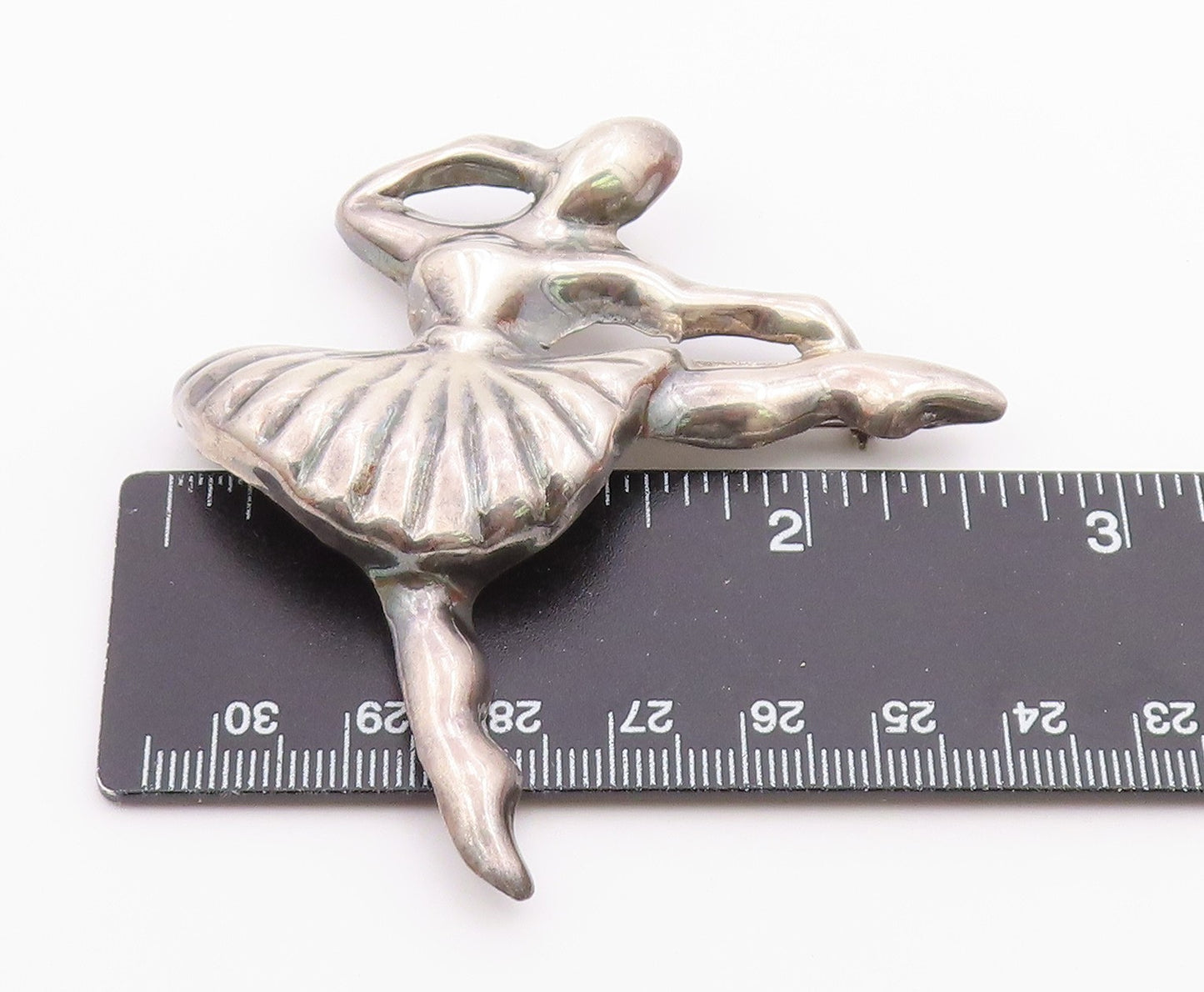 MEXICO 925 Sterling Silver Vintage Ballet Dancer Motif Brooch Pin BP4673