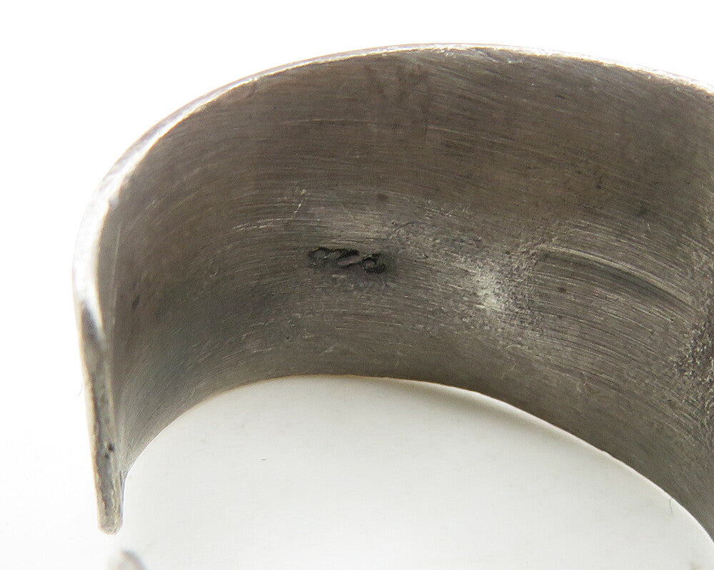 925 Sterling Silver Vintage Cubic Zirconia Oxidized Band Ring Sz 7.5 RG18682