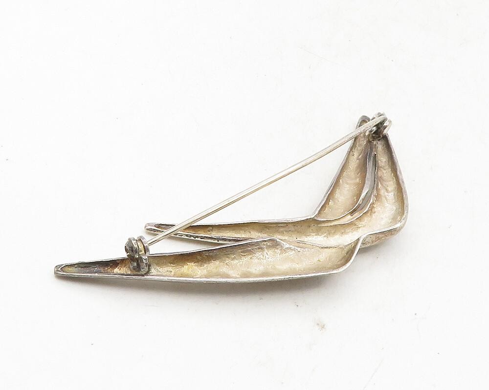 925 Sterling Silver Vintage Shiny Smooth Pointed Design Brooch Pin BP3636
