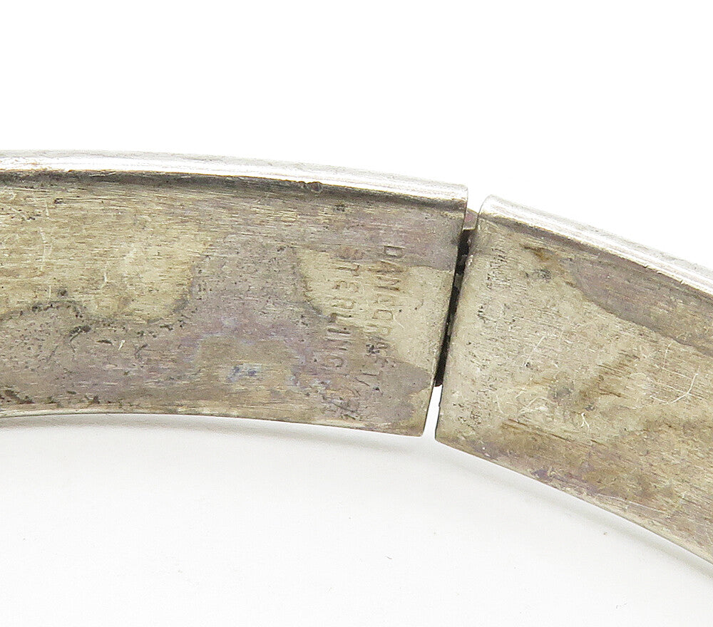 925 Sterling Silver Vintage Floral Vine Motif Hinge Bangle Bracelet BT6172
