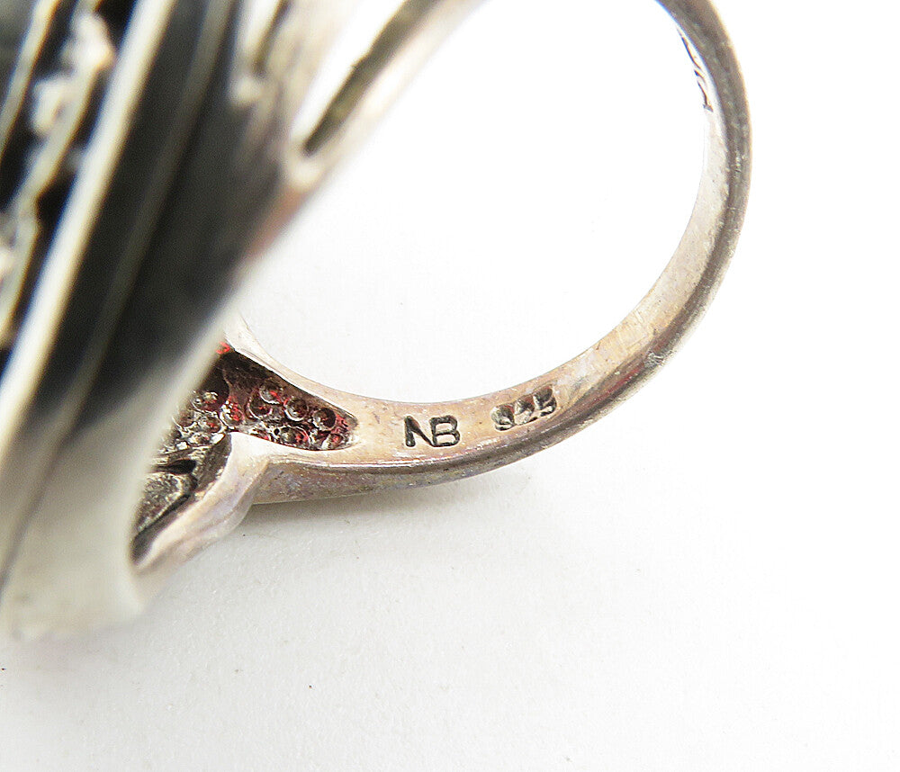 NICKY BUTLER 925 Sterling Silver Vintage Red Topaz Cocktail Ring Sz 6 RG9041